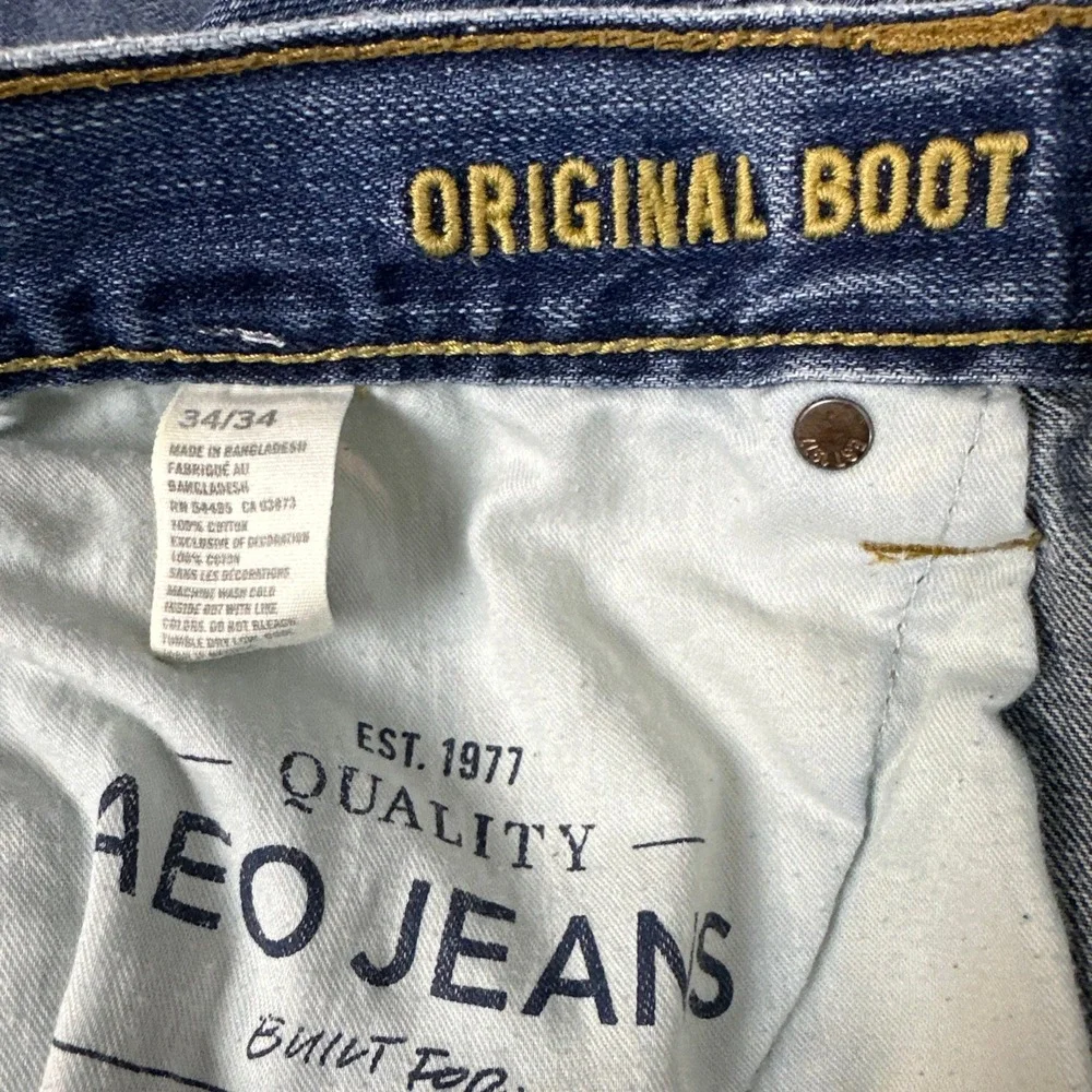 American Eagle Jeans Mens 34x30 Blue Original Boot Denim Medium Wash 100% Cotton
